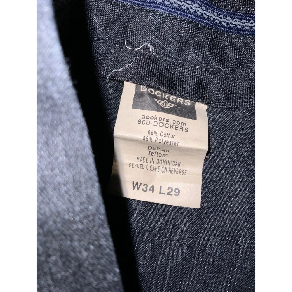 Dockers Stain Defender Pleated Trousers Mens W34 L29 Black Cuffed Straight Pants